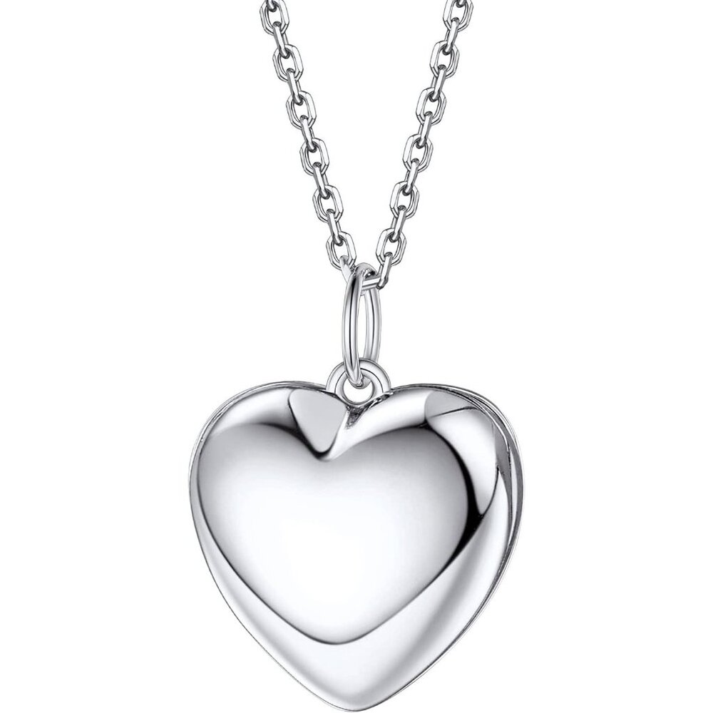Sterling Silver Heart Locket Necklace For Women, Dainty Gift